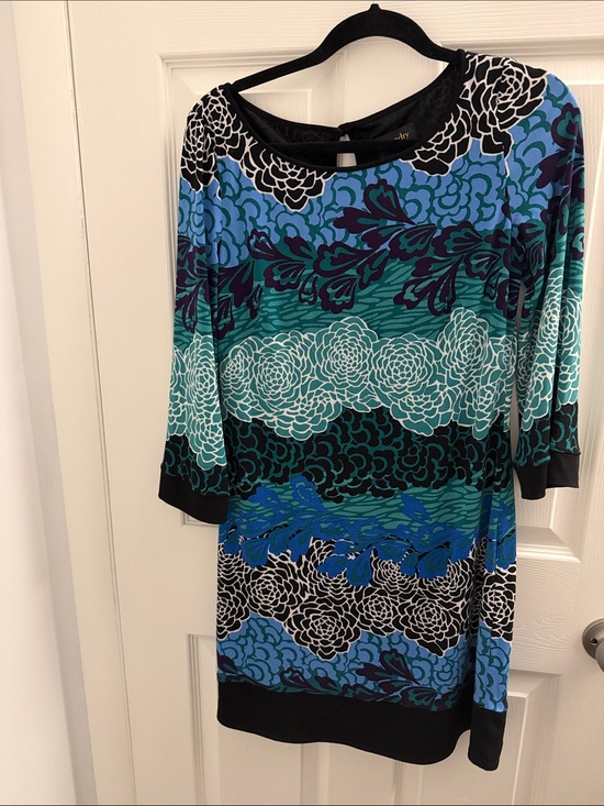 Laundry By Shelli Segal Dresses & Skirts - Laundry Blue & Teal Floral Long Sleeve Shift Dress